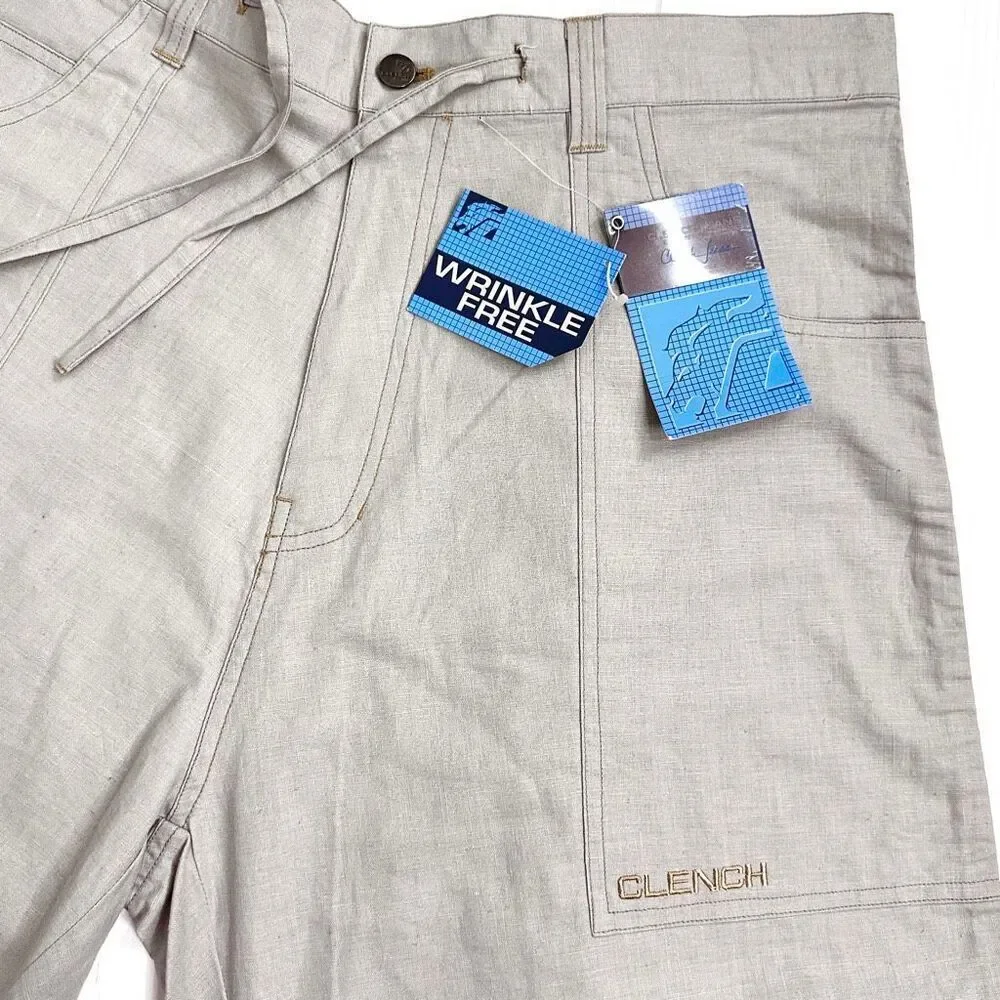 Y2K Deadstock Clench Linen Wide Leg Pants Embroidered Baggy Streetwear Archive